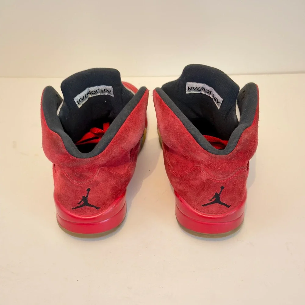 Air Jordan 5 Retro Red Suede 2017 136027-602 Red Black Men's Size 9 Shoes